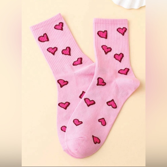 Pink with pink Heart Mid -Calf Socks - Picture 2 of 2